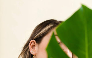 Mini Brushed Gold Cube Stud Earrings