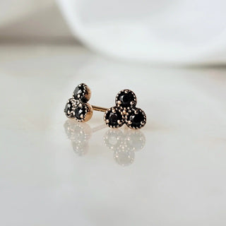 Mini Trio Black Diamond Earrings