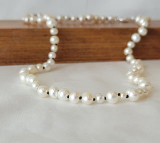 Mixed White Pearl Necklace With Black Cord