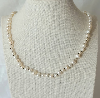 Mixed White Pearl Necklace With Black Cord