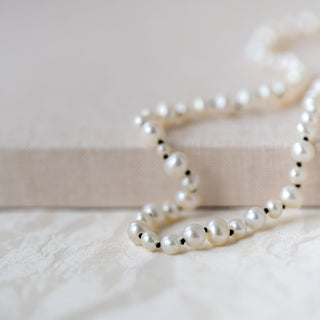 Mixed White Pearl Necklace With Black Cord