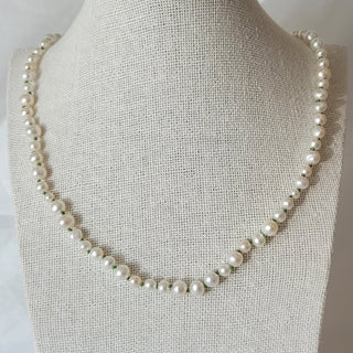 Mixed White Pearl Necklace With Green Cord