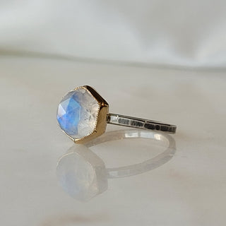 Moonstone Hexagon Ring