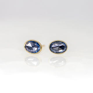 Oval Blue Sapphire Juicy Stud Earrings