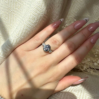 Oval Lavender Sapphire Trinity Etched in Time Ring