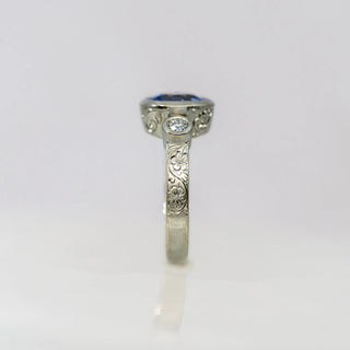 Oval Lavender Sapphire Trinity Etched in Time Ring