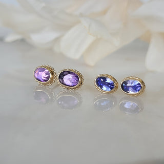 Oval Tanzanite Stud Earrings