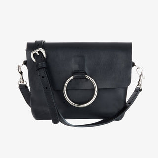 Mini Virtue Bag - Black Bridle With Silver Ring