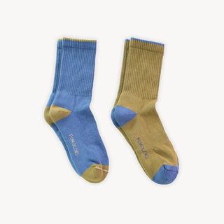 Heel Toe Socks - Pack of 2- Brown/Blue