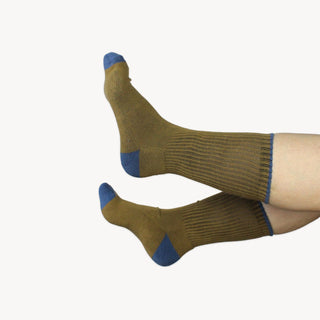 Heel Toe Socks - Pack of 2- Brown/Blue