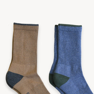 Heel Toe Socks - Pack of 2- Naval/ Walnut
