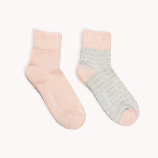 Striped/Solid Pima Socks - Pack of 2- Blush