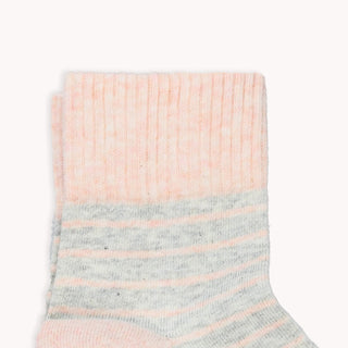 Striped/Solid Pima Socks - Pack of 2- Blush