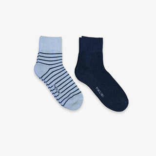 Striped-Solid Pima Socks - Pack of 2 - Brooklyn Blues