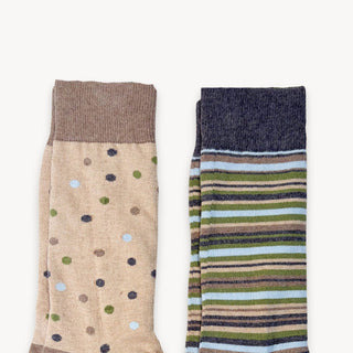 Stripes and Dots Socks - Pack of 2 - Earth