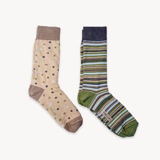 Stripes and Dots Socks - Pack of 2 - Earth