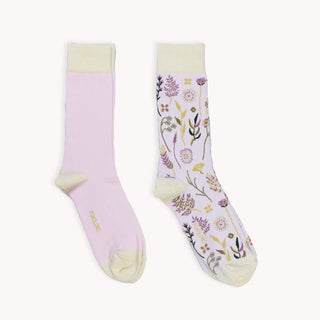 Botanical/Solid Pima Socks - Pack of 2 - Rosee