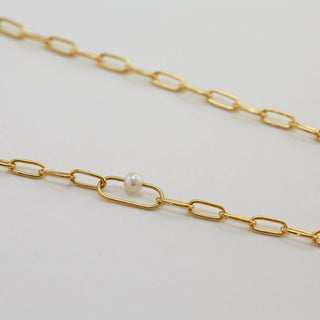 Pea Large Link Necklace with Single Pearl