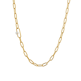 Pea Large Link Necklace with Single Pearl
