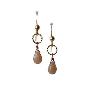 Peach Moonstone Earrings- one of a kind