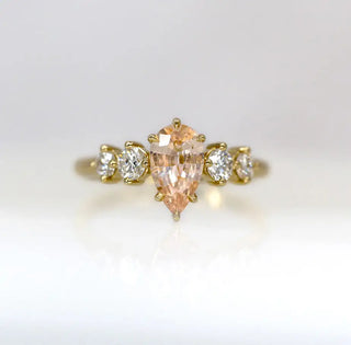 Peach Sapphire and Diamond Ring