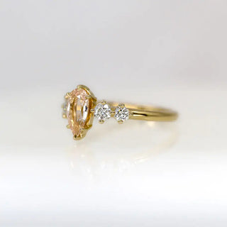 Peach Sapphire and Diamond Ring