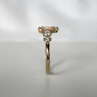 Peach Sapphire and Diamond Ring