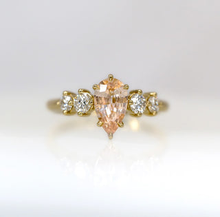 Peach Sapphire and Diamond Ring
