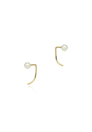Pearl Mini Gold Spike Earrings