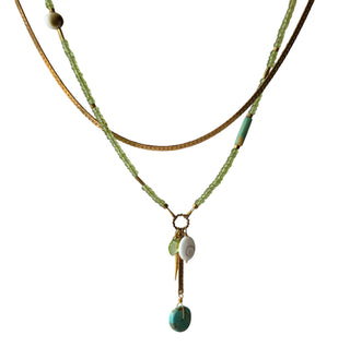 Peridot and Turquoise with Shiva Shell Necklace - one of a kind