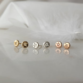 Petite Rose Star Diamond Stud Earrings