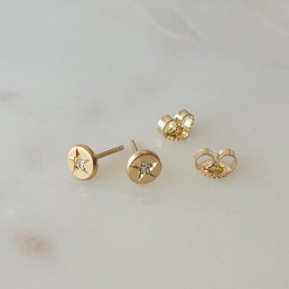 Petite Yellow Star Diamond Stud Earrings