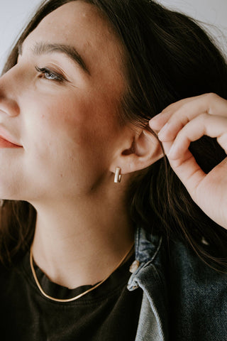 Pleated Huggie Hoops