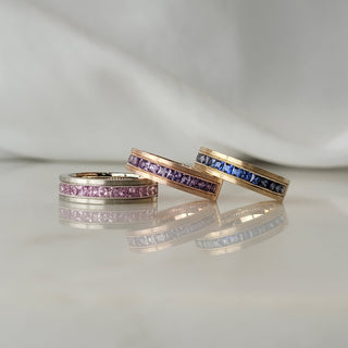 Princess Cut Blue Sapphire Band