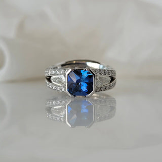 Radiant Cut Blue Sapphire Ring