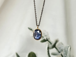 Rose Cut Blue Sapphire Necklace