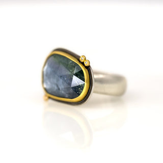 Rosecut Blue Green Tourmaline Ring