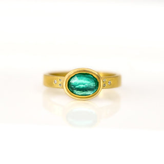 Rosecut Emerald and Diamond Ring