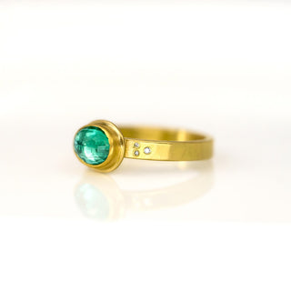 Rosecut Emerald and Diamond Ring