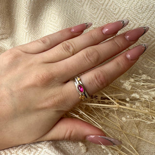 Rosecut Ruby Stacking Ring Set, 22K Gold