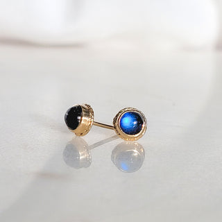 Round Moonstone Stud Earrings