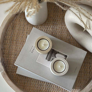 Single Tea Light Candle Holder - Cream White