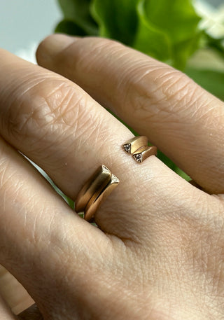 Slice Gold Black Diamond Triangle Ring