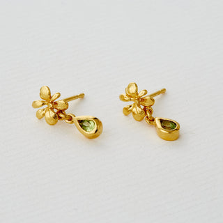 Small Rosette Studs with Peridot Drop