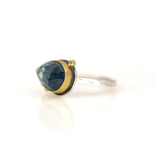 Rosecut Moss Aquamarine Ring with Diamond Accents