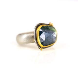 Rosecut Blue Green Tourmaline Ring