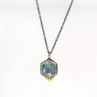 Aquamarine Necklace with Gold Dot Trio
