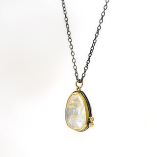 Moonstone Necklace with Diamonds