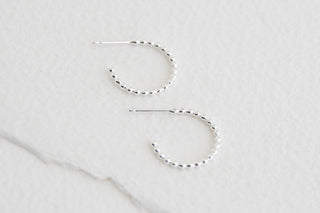 Sterling SIlver Beaded Hoop Earrings - Small