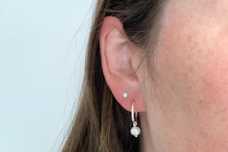 Sterling SIlver Pearl Hoop Earrings